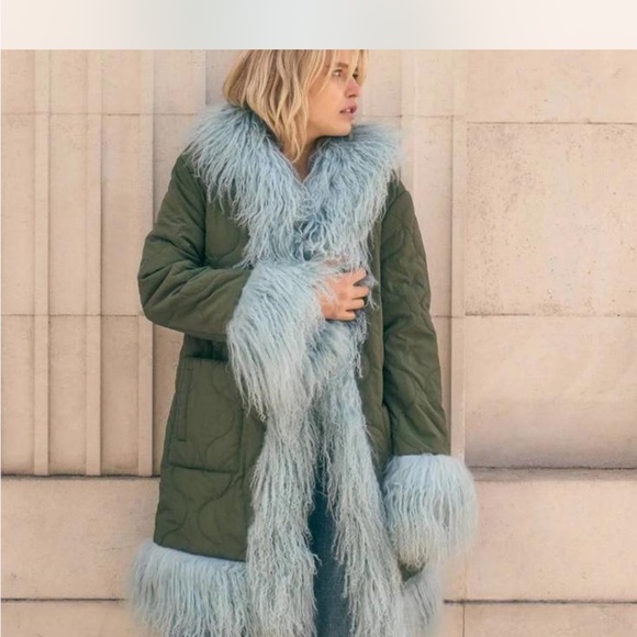 Coat Charlotte Simone Scarf Charlotte Simone Light Blue Faux Fur Coat